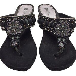 White Mountain Women's Wedge Sandals Beaded Size 8